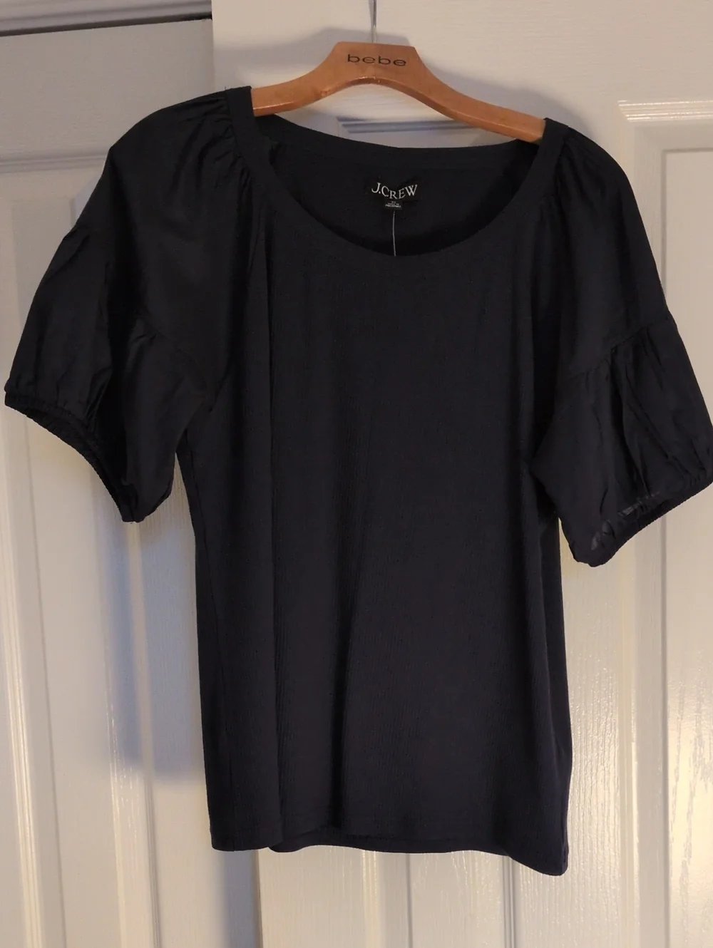 J. Crew Navy Short Puff Sleeve Top